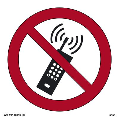Bruk av mobiltelefon forbudt - PVC